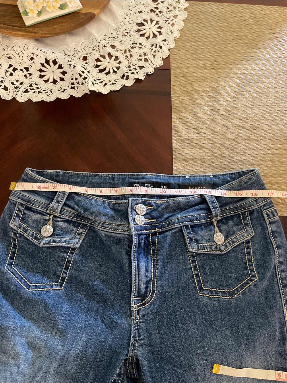 Miss Me Medium Blue Bootcut Jeans with Decorative Pockets - Picture 10 of 11